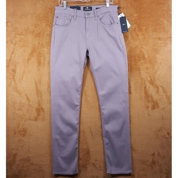 7 FOR ALL MANKIND Jeans Mens Size 38 Mauve Slim Straight Luxe Performance SLIMMY - Picture 1 of 9